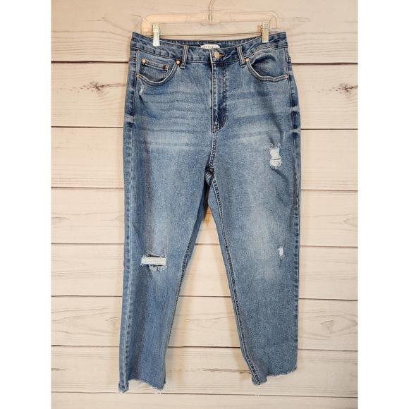 And Now This‎ Women's Blue High Rise Distressed Straight Ankle Jeans Size 31 - Picture 1 of 7